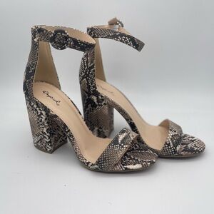 Qupid Snake Embossed “Lake” Chunky Heel
